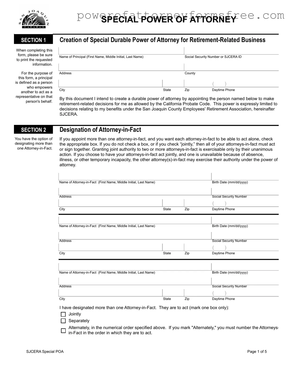 Sjcera Special Power Of Attorney Template
